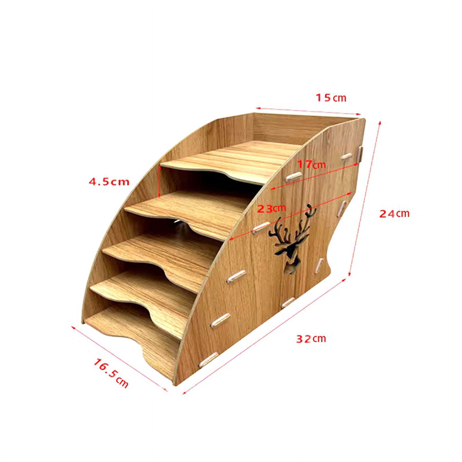 Wooden Invoice Bill Storage Rack Desktop Paper Organizer File Holder Document Letter Sorter Tray Mail Rack