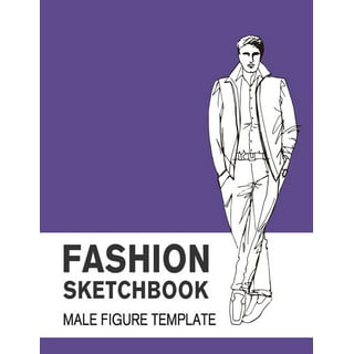 Fashion SketchBook: 100 Large Male Figure Templates With 10