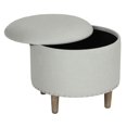 thumbnail image 4 of Cortesi Home Hosta Storage Ottoman, 19" Round, Beige Linen, 4 of 4