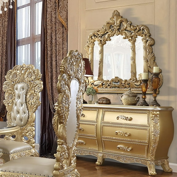 Acme Cabriole Server in Gold Finish