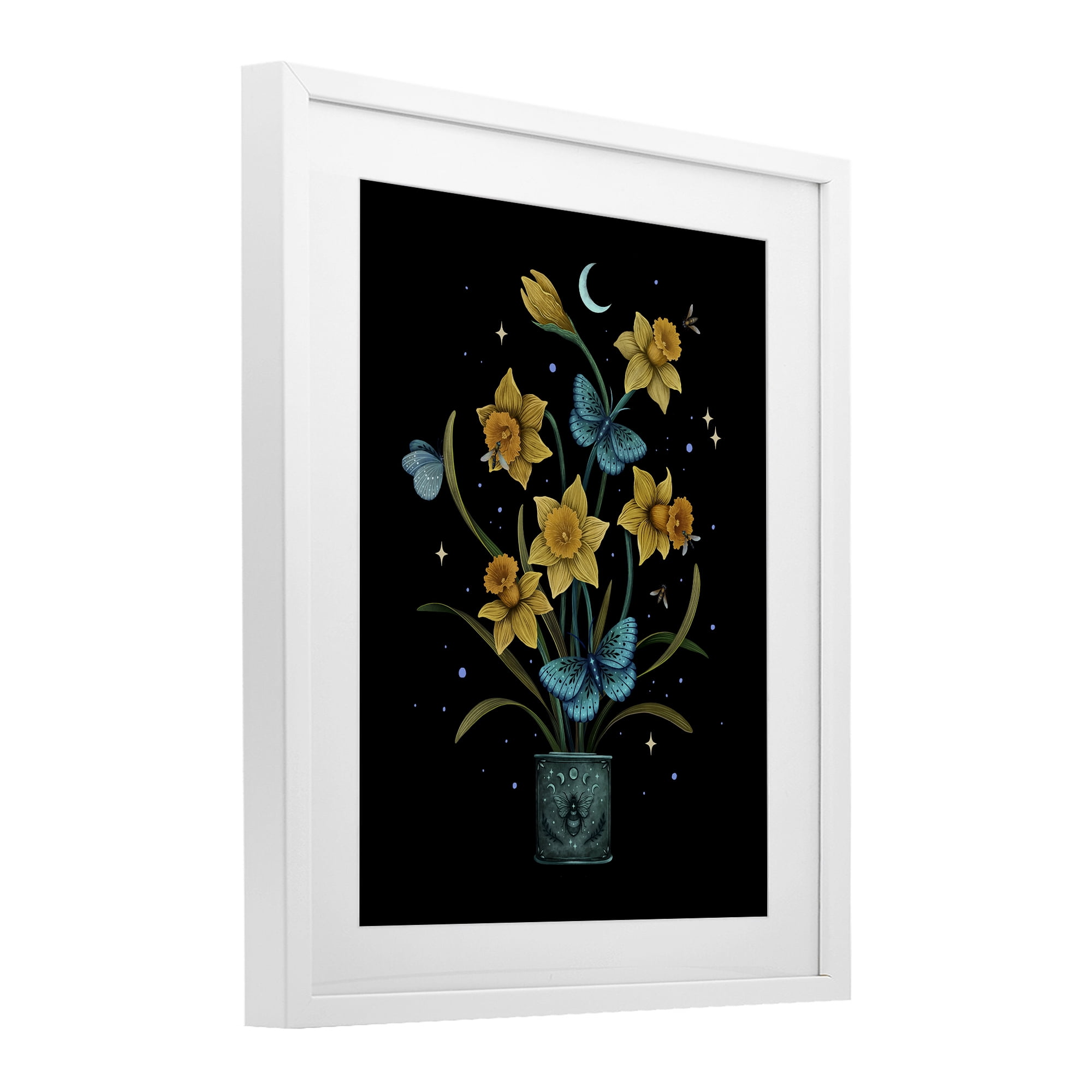 Stupell Industries Mystical March Daffodils White Framed Print Under Glass, design by Episodic Drawings