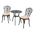 thumbnail image 2 of Gzxs 3-Piece Cast Aluminum Patio Bistro Set with Seat Cushions – Outdoor Rust-Resistant Garden Table and Chairs for Patio, Balcony, or Backyard (Black), 2 of 7