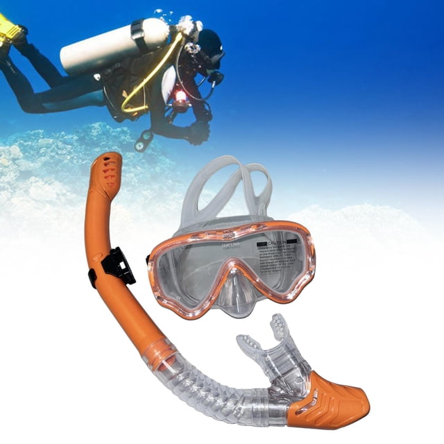 Máscara de buceo shamjiam con esnórquel y cubierta para la nariz Naranja