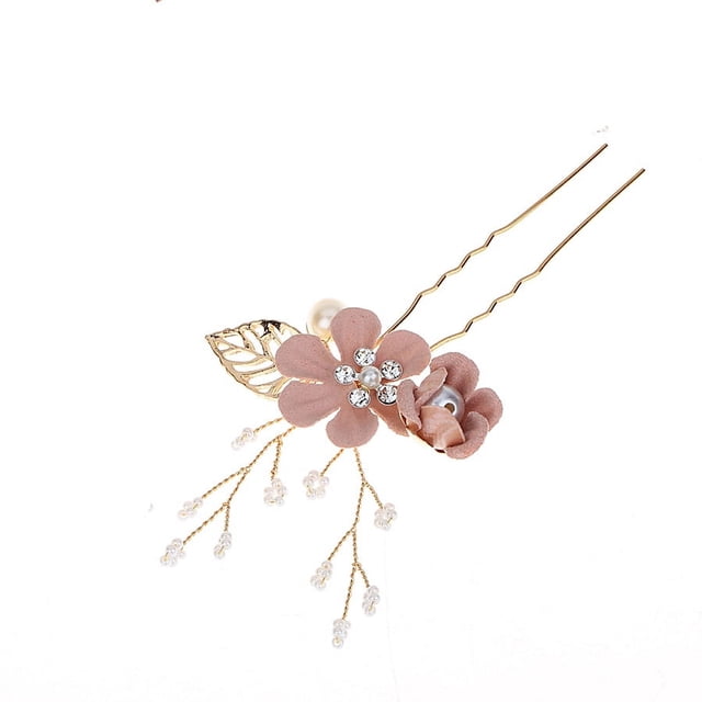 Zhuge Horquillas para el pelo de boda con flores para novias, peinetas con perlas de cristal,joyas con diamantes de imitación para novias, damas de honor y mujeres (rosa)