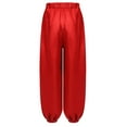 thumbnail image 4 of TiaoBug Big Girls Satin Bloomers Tribal Arabic Wide Leg Trousers Elastic Waist Belly Dance Harem Pants Red 10, 4 of 6
