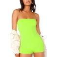 thumbnail image 3 of Lovelywholesale Casual Off The Shoulder Skiiny Green One-piece Romper, 3 of 4