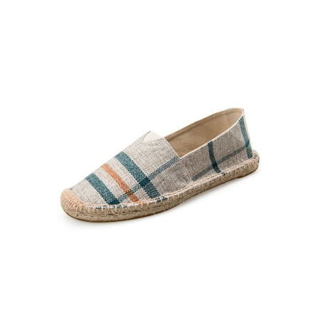 

Lacyhop Womens Espadrilles Slip-On Flats Lightweight Espadrille Loafers Daily Closed Toe Canvas Shoe Patchwork Non-slip Casual Shoes Red 7.5