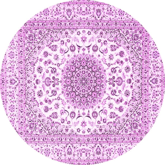 Ahgly Company Indoor Round Medallion Pink Traditional Area Rugs, 7' Round