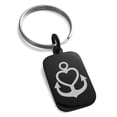 thumbnail image 1 of Stainless Steel Nautical Heart Anchor Engraved Small Rectangle Dog Tag Charm Keychain Keyring, 1 of 1