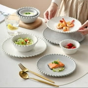 Dinner Plates Set, Modern Gold Accented 16 Piece Plate Set, Elegant Dining for 4, Home Kitchen Accessories, Minimalist Design Plate Collection