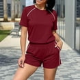 thumbnail image 4 of Stichou Women's 2 Piece Shorts Sets Outfits 2026 Summer Matching Workout Athletic Clothing Casual Spring Travel Loungewear Wine L, 4 of 8