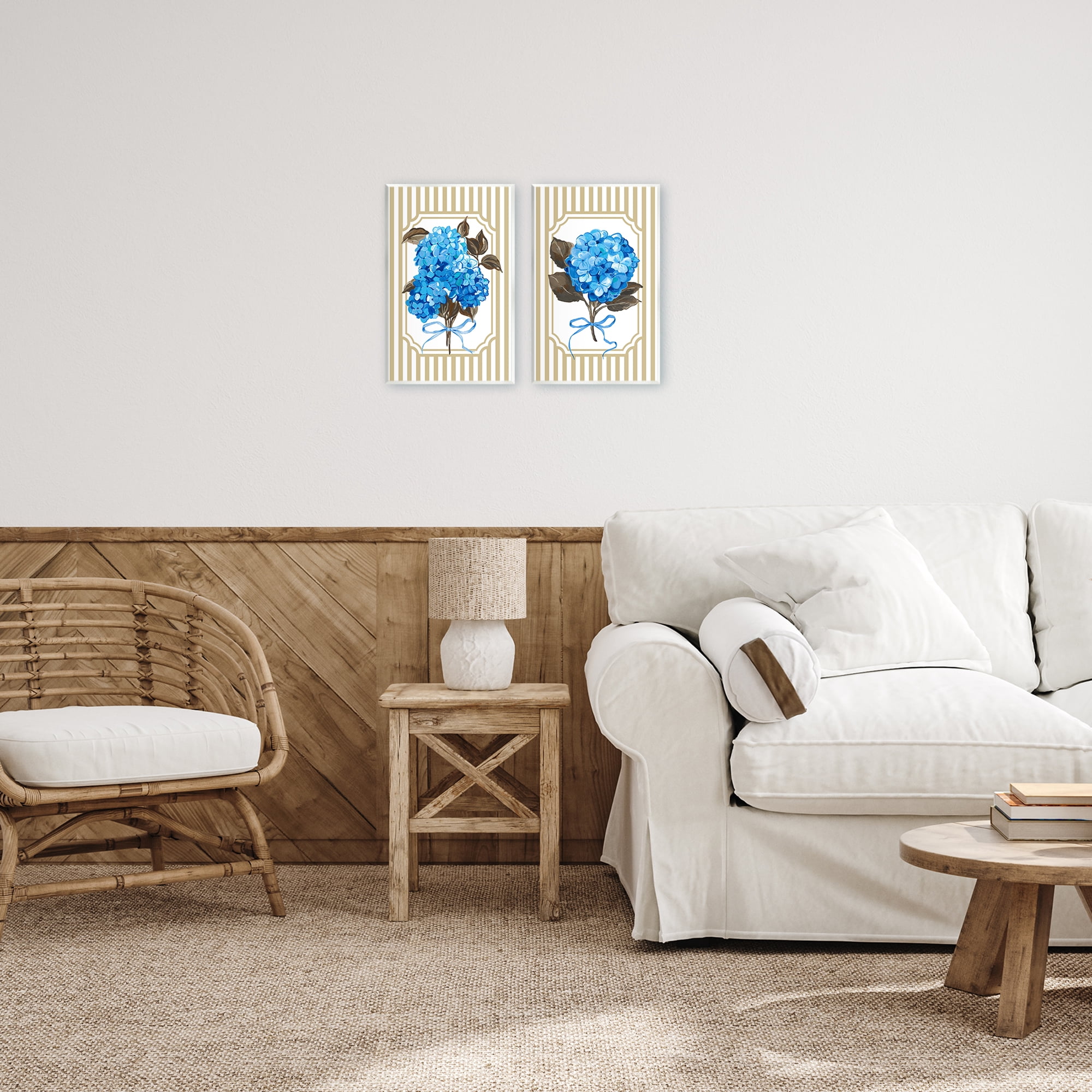 Hydrangea Bouquets with Bows 2 Piece Wall Plaque Art Set, design by Adonna Ebrahimi