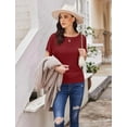 thumbnail image 4 of Weardear Womens Ruched Tops Dolman Short Sleeve Shirts Casual T Shirts Boat Neck Summer Off Shoulder Batwing Tops, 4 of 6