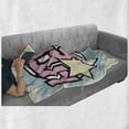 thumbnail image 6 of Popstar Party Soft Flannel Fleece Throw Blanket, Grungy Display Pop Art Style Retro Little Star Typography, Cozy Plush for Indoor and Outdoor Use, 50" x 70", Pale Pink Pale Blue, by Ambesonne, 6 of 6
