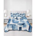 thumbnail image 2 of Twin XL Quilt Bedding Set, Blue Geometric Reversible Summer Quilt 3 Pieces, Modern Abstract Watercolor Bohemia Lightweight Bedspreads Coverlets with 2 Pillow Shams for All Seasons, 2 of 5