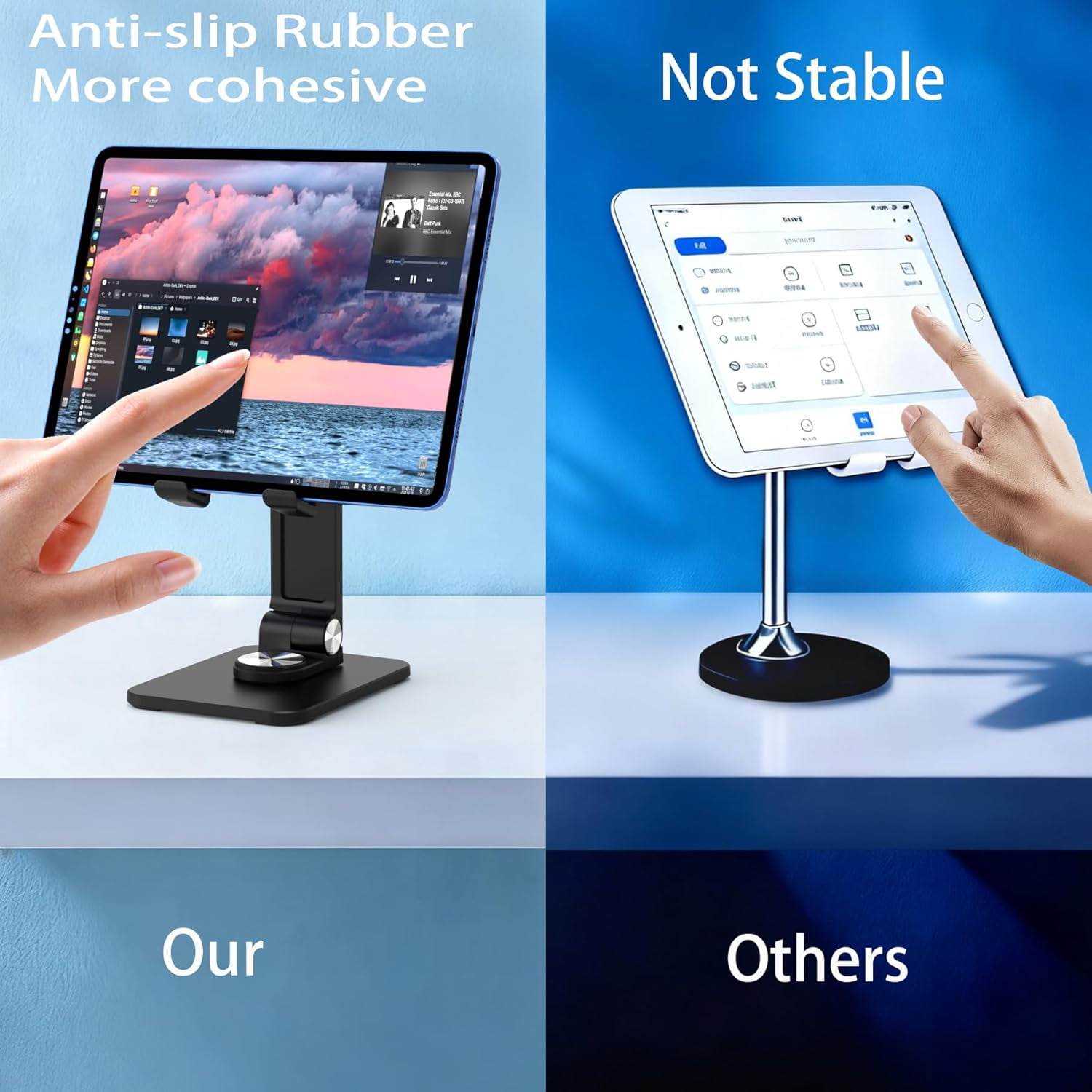 NEOYFC for 360 Rotating Cell Phone Stand,Folding Phone Stand,Adjustable Height and Angle Foldable Cell Phone Stand Holder for Desk, Taller for iPhone Stand Compatible with iPad Smartphones Tablet