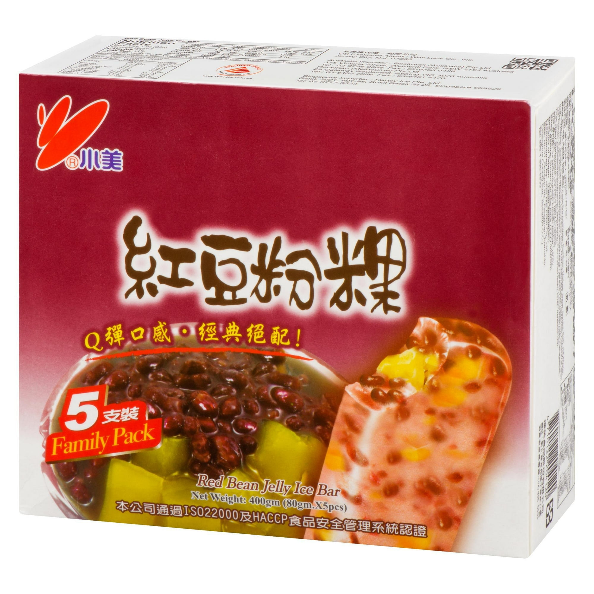 Shao Mei Red Bean Tapioca Ice Bars, 5 x 80 g, 400 g
