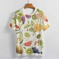 thumbnail image 3 of Various Fruits Womens Tops Women's Fashion Casual Short Sleeve Flower Print Round Neck Pullover Top Blouse, 3 of 6