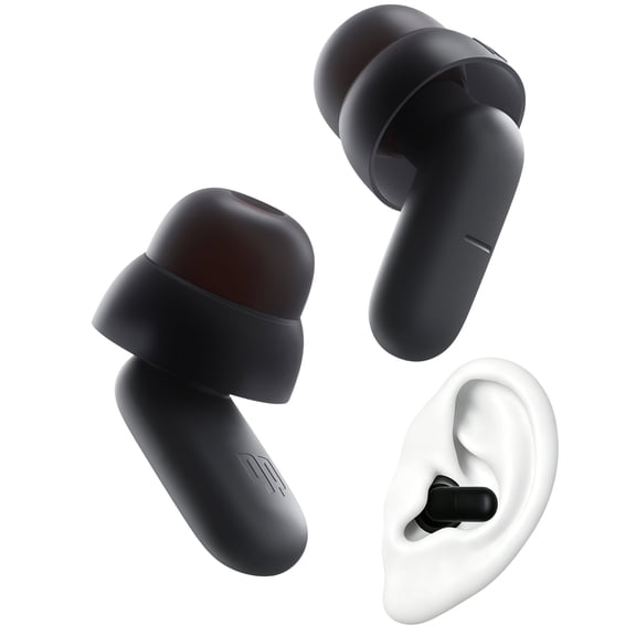 Dream Ear Plugs for Sleeping, 23dB Noise Reduction Soft Silicone Reusable Earplugs with Patented Qufits Eartips & Carry Case for Side Sleepers, Focus, Travel - Black