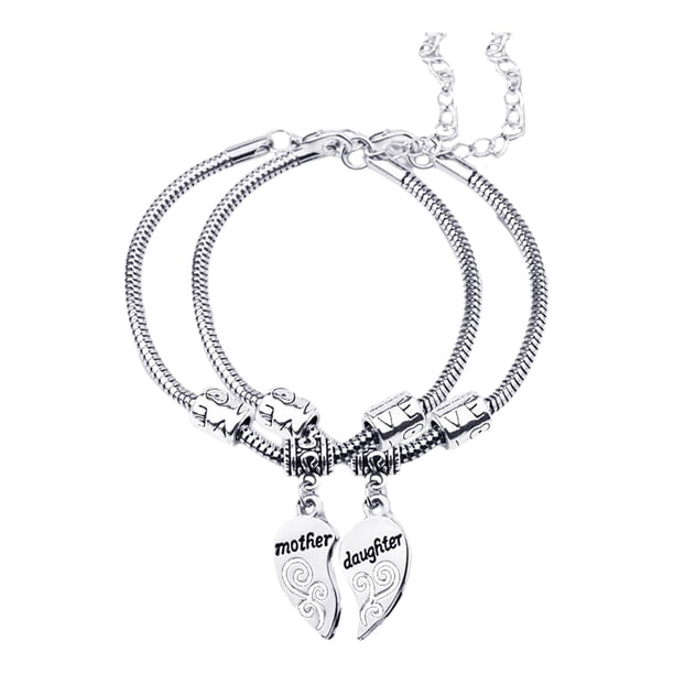 2 pulseras para , pulseras para el día de la madre, pulsera con dije de corazón y cadena de serpiente ligera informal única