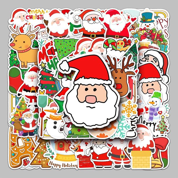 Pegatinas navideñas de Feliz Navidad, pegatinas impermeables de PVC, pegatinas de regalo autoadhesivas navideñas para regalo de Navidad, álbumes de recortes, manualidades y decoración