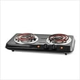 thumbnail image 1 of Ovente Electric Double Coil Burner 6 & 5.75 Inch Hot Plate Cooktop with Dual 5 Level Temperature Control & Easy Clean Stainless Steel Base 1700W Portable Stove for Home Dorm Office Black BGC102B, 1 of 8