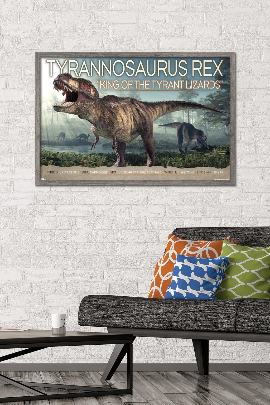 Dinosaurs - T-Rex Wall Poster, 22.375" x 34", Framed
