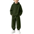 thumbnail image 4 of Kids Girls Hoodie and Jogger Set Two Piece Tracksuit Pullover Sweatshirt Sweatpants with Kangaroo Pocket Solid Athletic Sportswear 4-15Y, 4 of 8