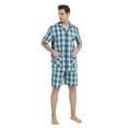 thumbnail image 4 of GLOBAL Men’s Cotton Short Sleeve and Shorts Yarn Pajama Set, Summer Soft Classic Plaid Loungewear with Pockets, Sizes XL, 4 of 6