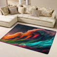 thumbnail image 1 of DouZhe Colorful Waves Pattern Area Rugs Non-Slip Machine Washable Floor Mat, Ocean Waves Style Carpet Doormat, 63 x 48 inches, 1 of 6
