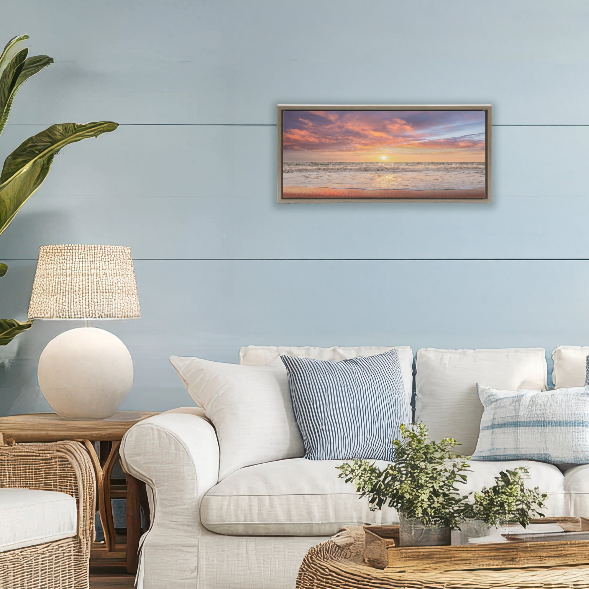 Stupell Industries Vivid Sunset Panorama Brown Framed Floater Canvas Wall Art, design by Mike Caliascibetta