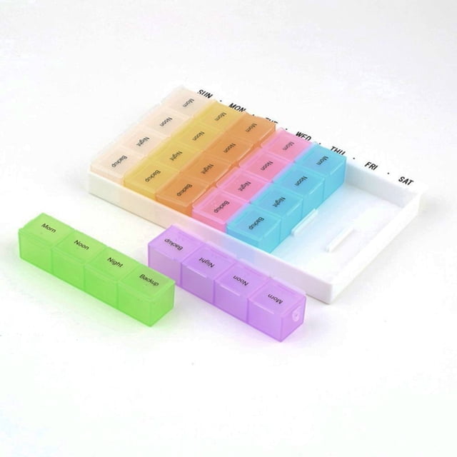 unbranded Estuche Multicolor Para Medicina Con 28 Celdas Plástico Resistente Para Almacenamiento