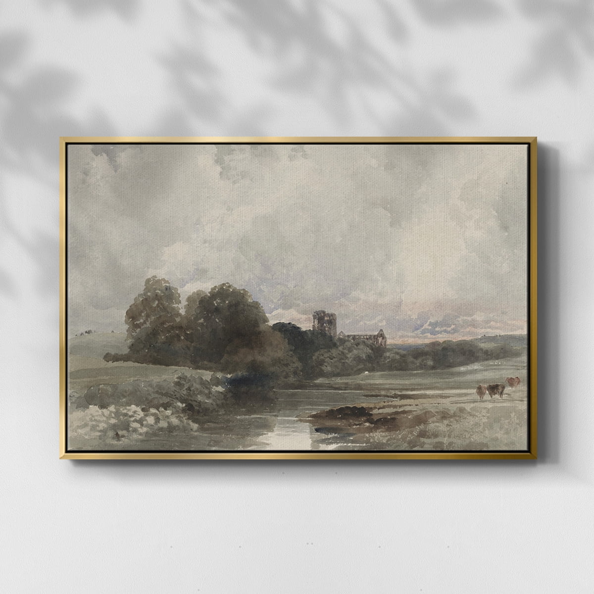 Vintage Landscape-XXXIX By Wexford Home Framed in Gold Wood Gallery Wrapped Canvas 27 in. x 41 in.