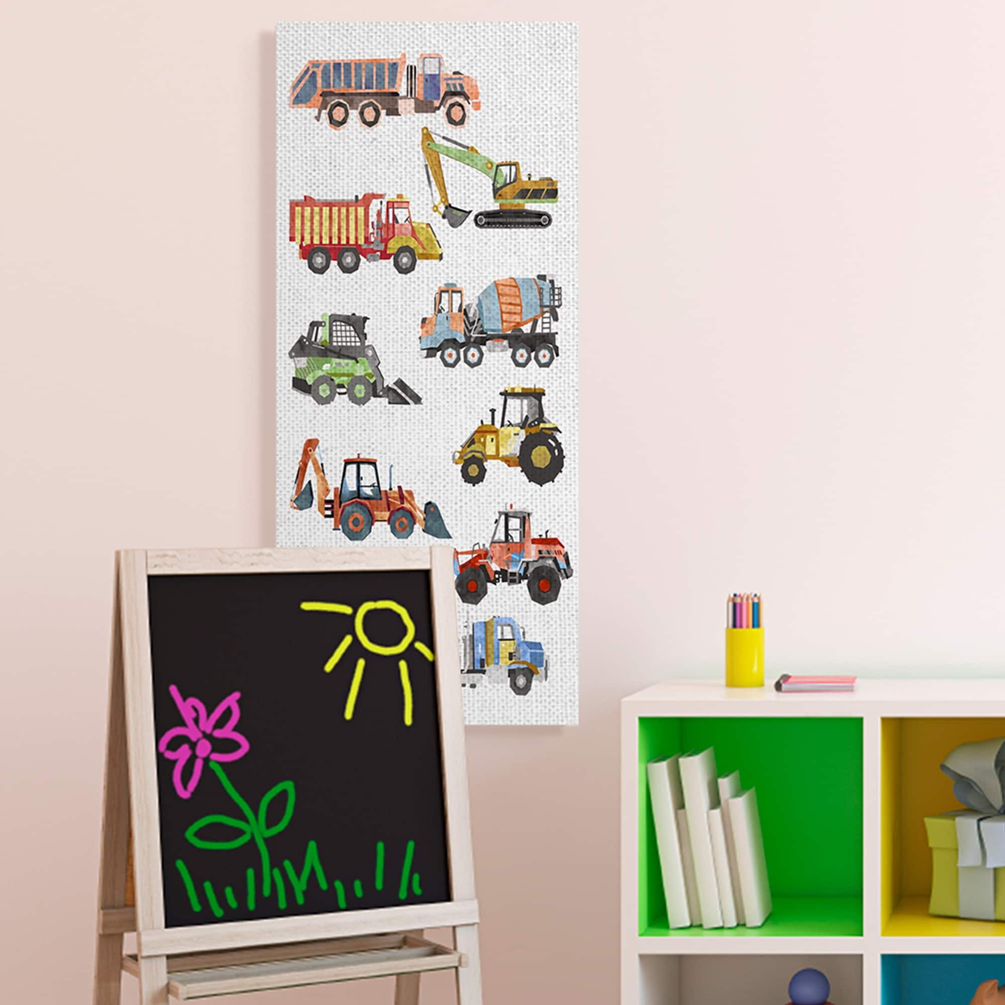 Stupell Industries Vibrant Trucks of Construction Playful Children's Chart Canvas Wall Art, 20 x 48, Design by Ziwei Li
