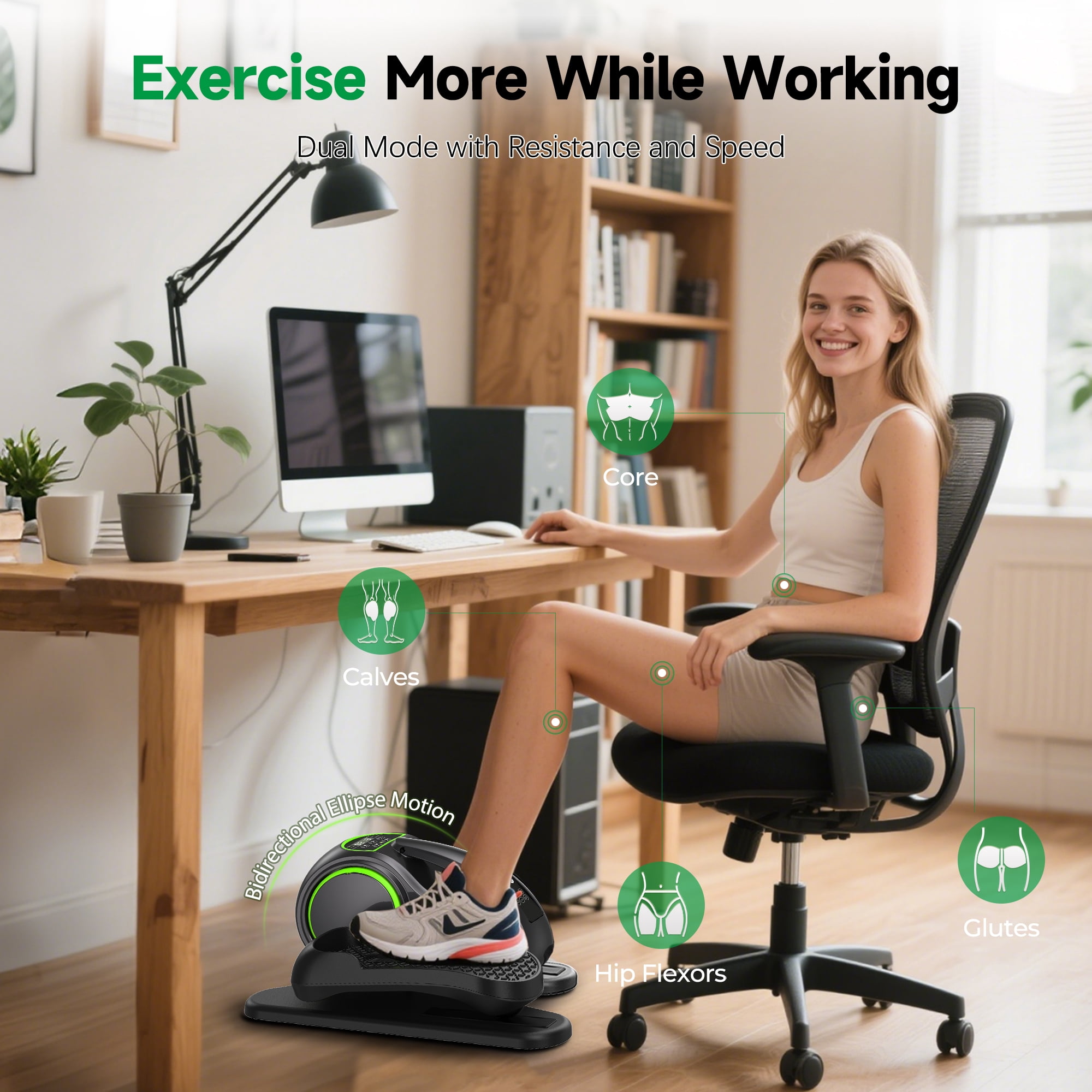 YOSUDA Under Desk Ellipticals Electric, Elipse Leg Exerciser for Seniors Fully Assembled, Seated Pedal Exerciser with Remote Control & Non-Slip Pedals