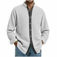thumbnail image 3 of Sookity Mens Lapel Collared Sweatshirt Long Sleeve Button Down Jackets for Mens Big and Tall Dress Shirts Fashion Casual Shirts Sweater Cardigan Tops White,XL, 3 of 7
