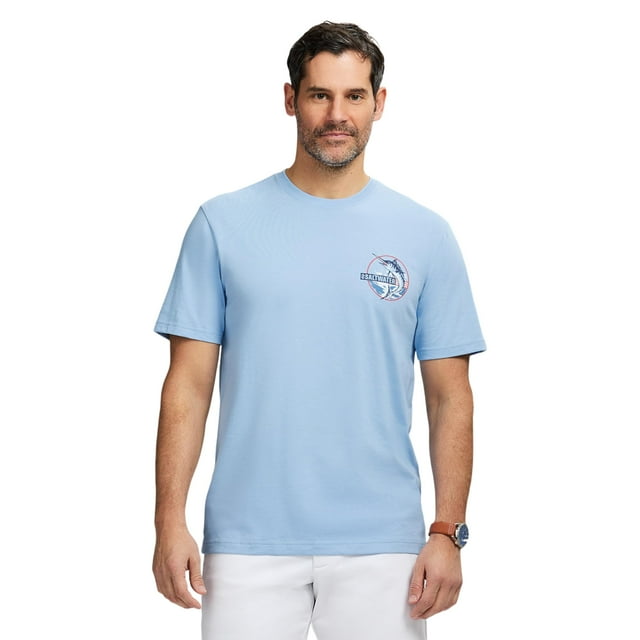 Camiseta IZOD Saltwater de manga corta con gráfico en azul Placid
