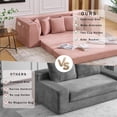 thumbnail image 6 of 82'' Boneless Loveseat Sleeper Sofa, Convertible Sofa Bed with Side Pocket Cup Holders, Corduroy Pull Out Floor Couch with 5 Pillows, Folding Mattress Couch for Small Spaces No Assembly (Pink), 6 of 9
