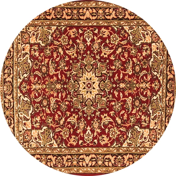 Ahgly Company Indoor Round Oriental Orange Traditional Area Rugs, 3' Round