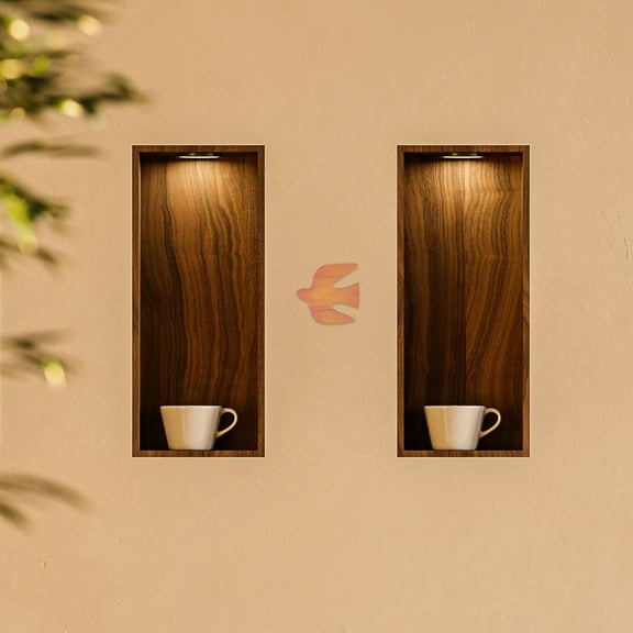 LABELEPH Wall Art Hanging Decor Brown Wooden Bird 1Pcs 5.8X5.5X0.2In