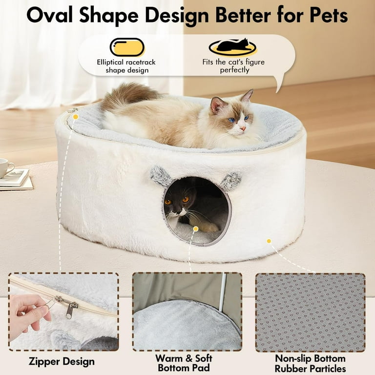 Elevated Cat Hammock Bed for Indoor Cats, Fluffy Warm Cuddle Cat