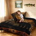thumbnail image 4 of Manfei Farmhouse Wildlife Full Size Comforter Sets, Tribal Jungle Bear Bedding Comforter Set, Dark Brown Black, Black Reversible, 3-Piece, 1 Comforter and 2 Pillowcases, 4 of 7