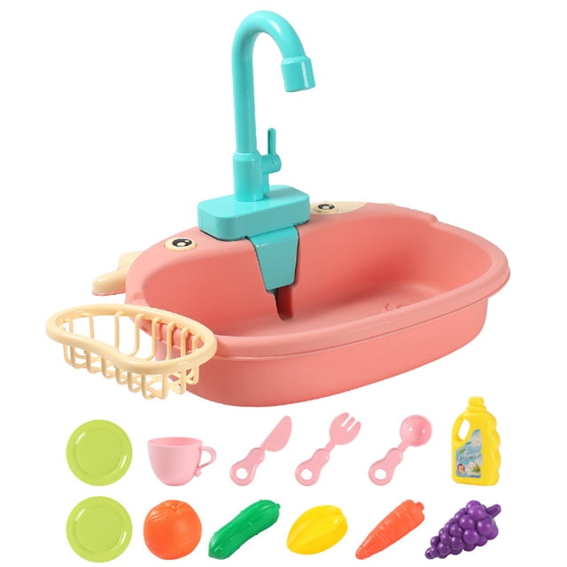 Niños fregadero jugueteo lavavajillas eléctrico automático responsabilidad educativa pretend play entretenimiento juguetes de los juguetes de ABS presenta rosa Scienceny FN001336-02