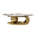 thumbnail image 6 of Oval Faux Marble Coffee Table 49.2", Stainless Steel Base, Modern, 6 of 9