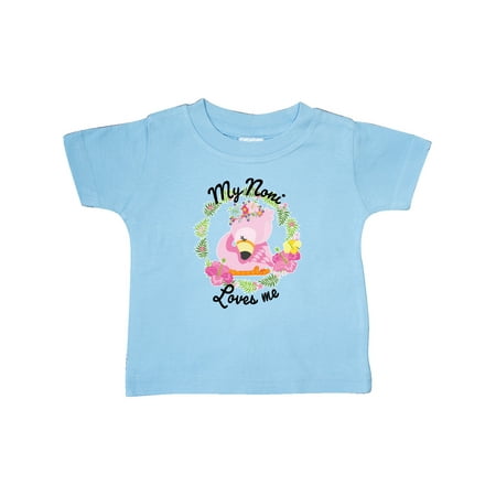 

Inktastic Baby Flamingo My Noni Loves Me with Flower Wreath Gift Baby Boy or Baby Girl T-Shirt