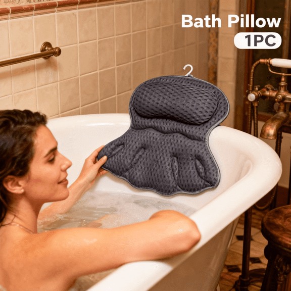 Bath Pillow for Tub with 4D Ergonomic Support, Breathable Mesh & 6 Suction Cups, Quick Dry Head Neck Back Cushion for Ultimate Relaxation in Bathtub, Spa Gift for Women and Men