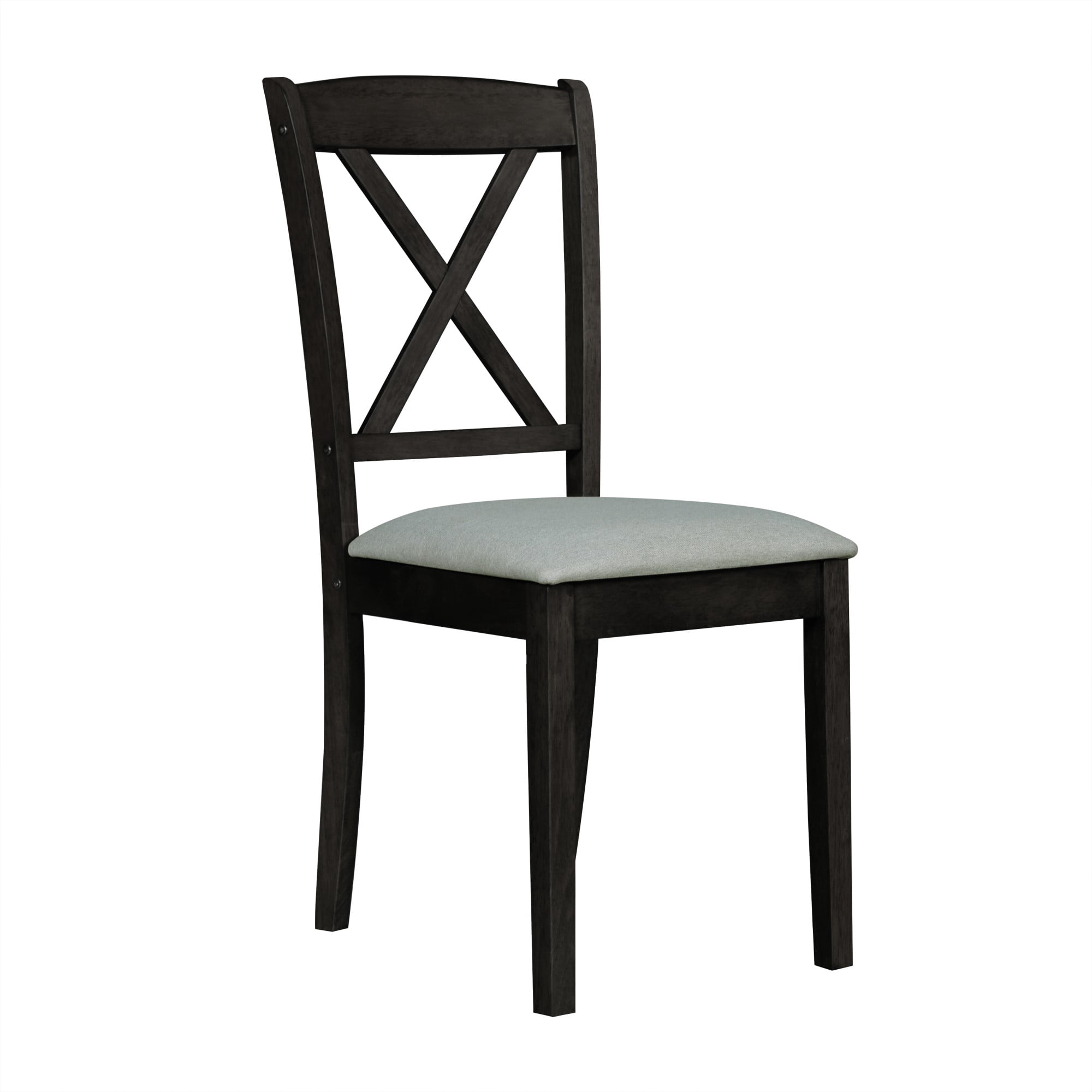 Home Design Sudbury 5-Piece Dining Set, Black/Gray, Rectangular Table with Center-Divided Top and X-Back Cushioned Chairs, Modern Style