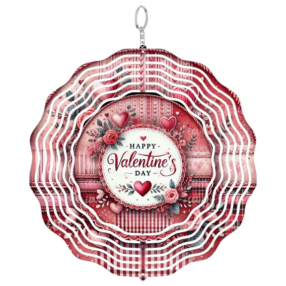 Pink Love Valentine 3D Wind Spinner Kinetic Hanging Garden Decor Yard Art Gift