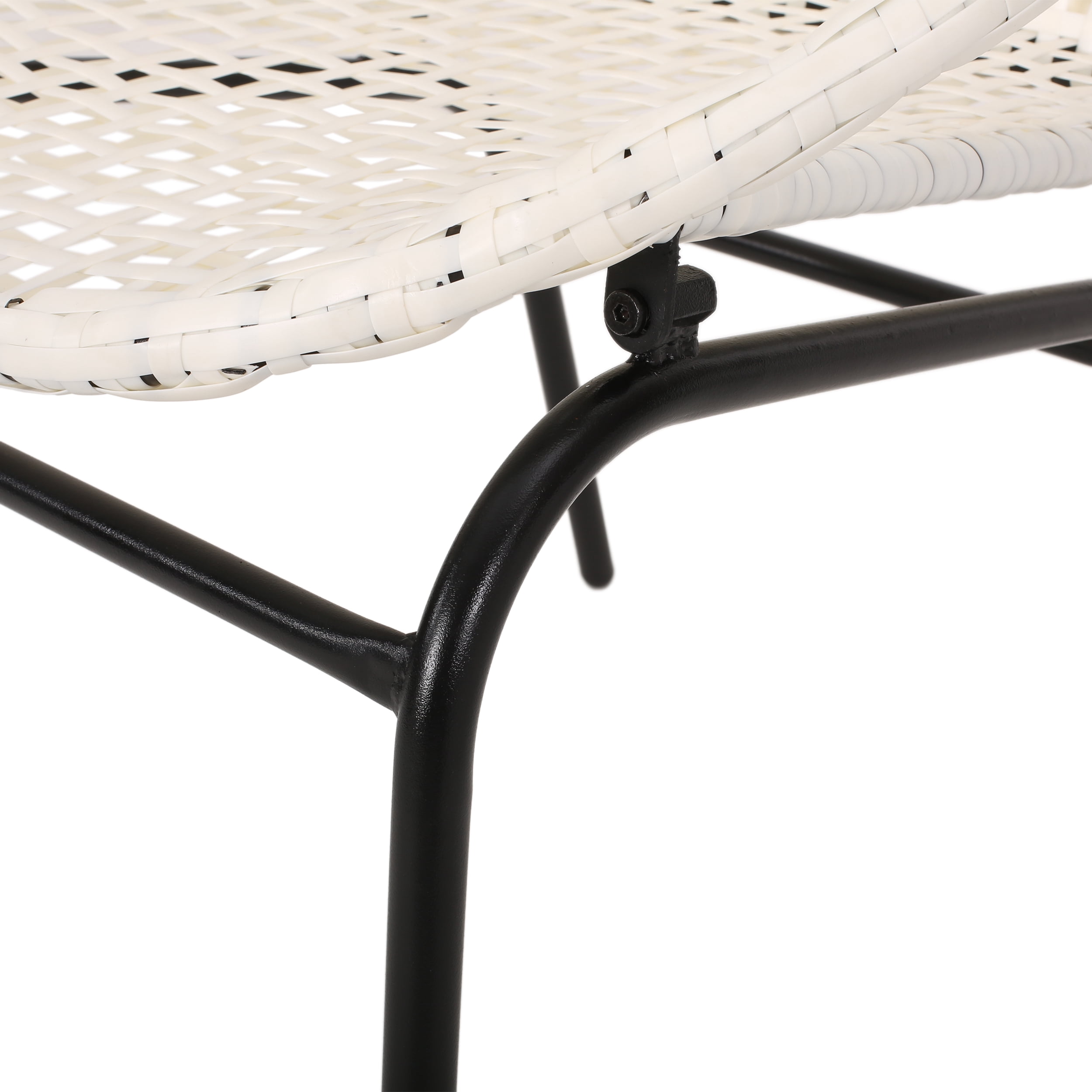 Noble House Edmundo Outdoor Modern Faux Rattan Club Chair, Set of 2, White and Black