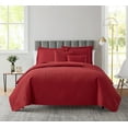thumbnail image 1 of Clara Clark Home Quilt Set Bedspread - Ultra Soft Microfiber Embossed Grid Weave Pinsonic Lightweight - Quilted Comforter 5 Piece Bedding Set - 2 Pillow Shams, 2 Euro Shams - Queen, Burgundy, 1 of 4